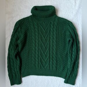 Jun & Ivy Green Cable Knit Turtleneck Sweater Women Size Large
